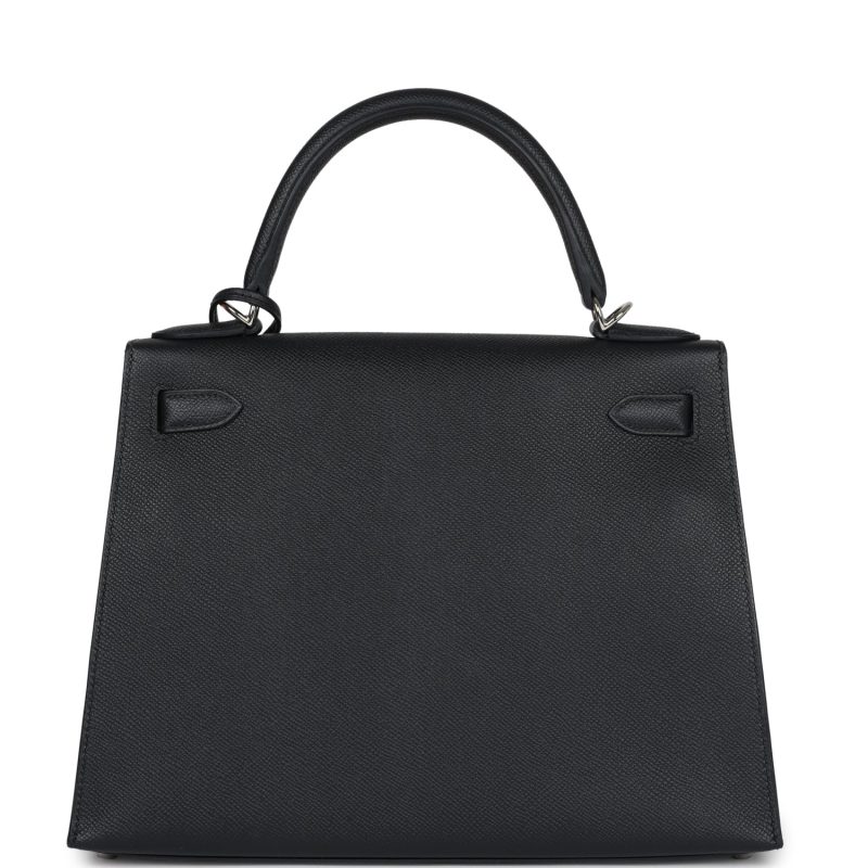 Hermes Kelly Sellier 28 Black Epsom Palladium Hardware - Image 5