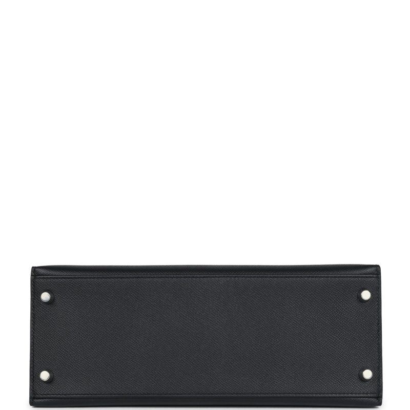 Hermes Kelly Sellier 28 Black Epsom Palladium Hardware - Image 6