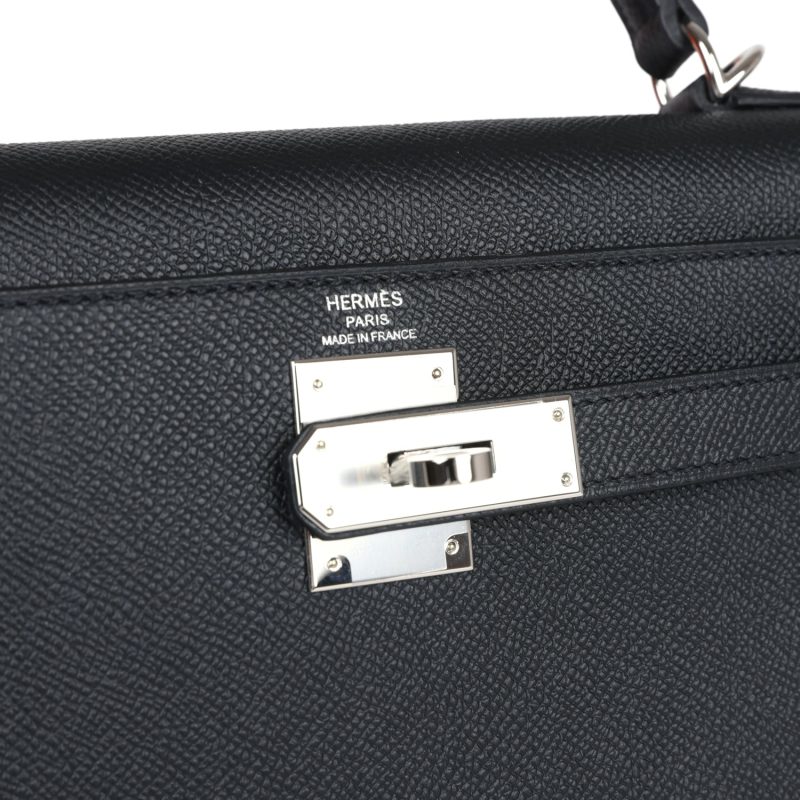 Hermes Kelly Sellier 28 Black Epsom Palladium Hardware - Image 7