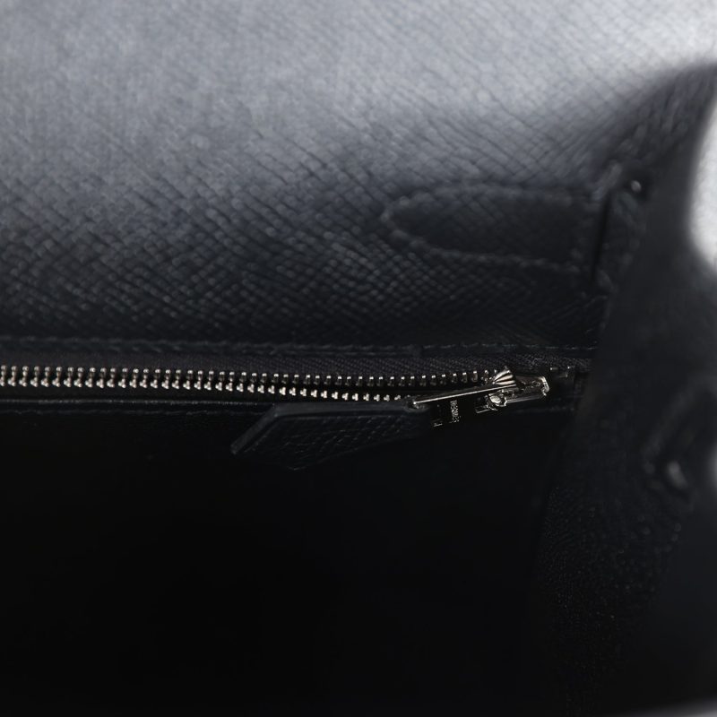 Hermes Kelly Sellier 28 Black Epsom Palladium Hardware - Image 9