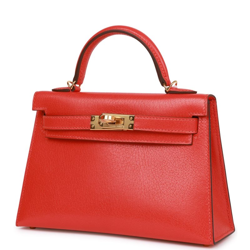 Hermes Kelly Sellier 20 Capucine Chevre Gold Hardware - Image 5