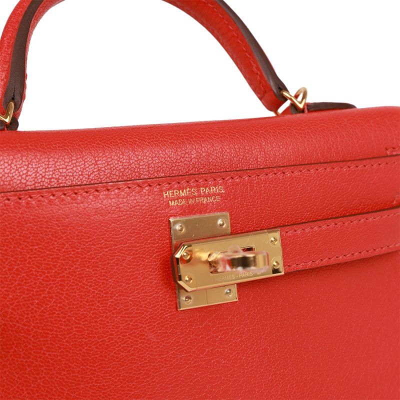 Hermes Kelly Sellier 20 Capucine Chevre Gold Hardware - Image 7