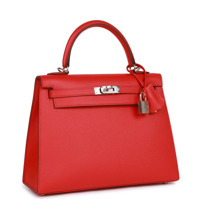 Hermes Kelly Sellier 25 Rouge de Coeur Verso Epsom Palladium Hardware - Image 2