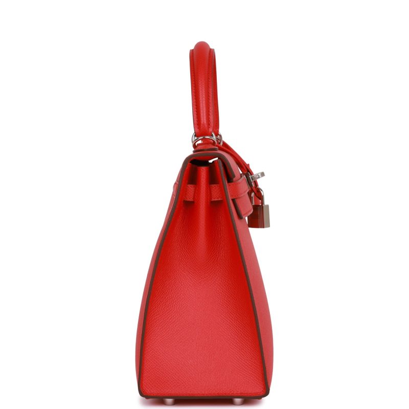 Hermes Kelly Sellier 25 Rouge de Coeur Verso Epsom Palladium Hardware - Image 3