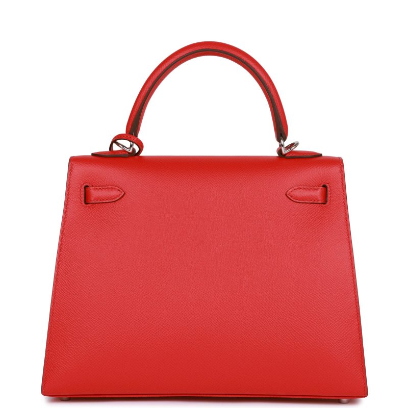 Hermes Kelly Sellier 25 Rouge de Coeur Verso Epsom Palladium Hardware - Image 4