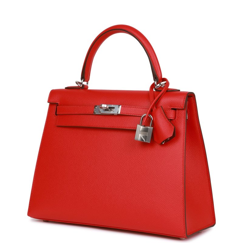Hermes Kelly Sellier 25 Rouge de Coeur Verso Epsom Palladium Hardware - Image 5