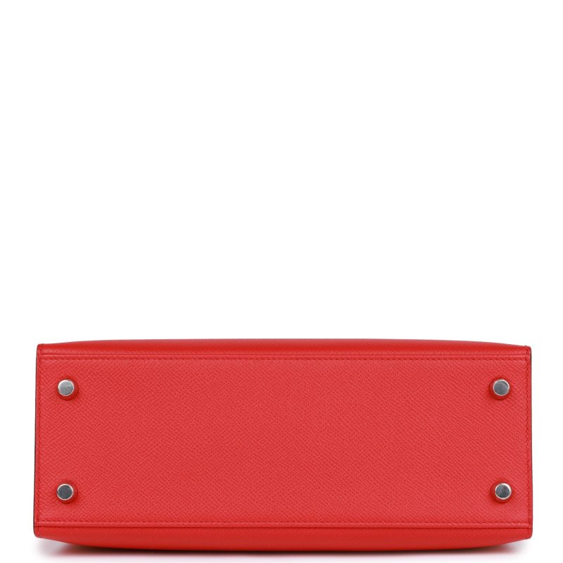Hermes Kelly Sellier 25 Rouge de Coeur Verso Epsom Palladium Hardware - Image 6