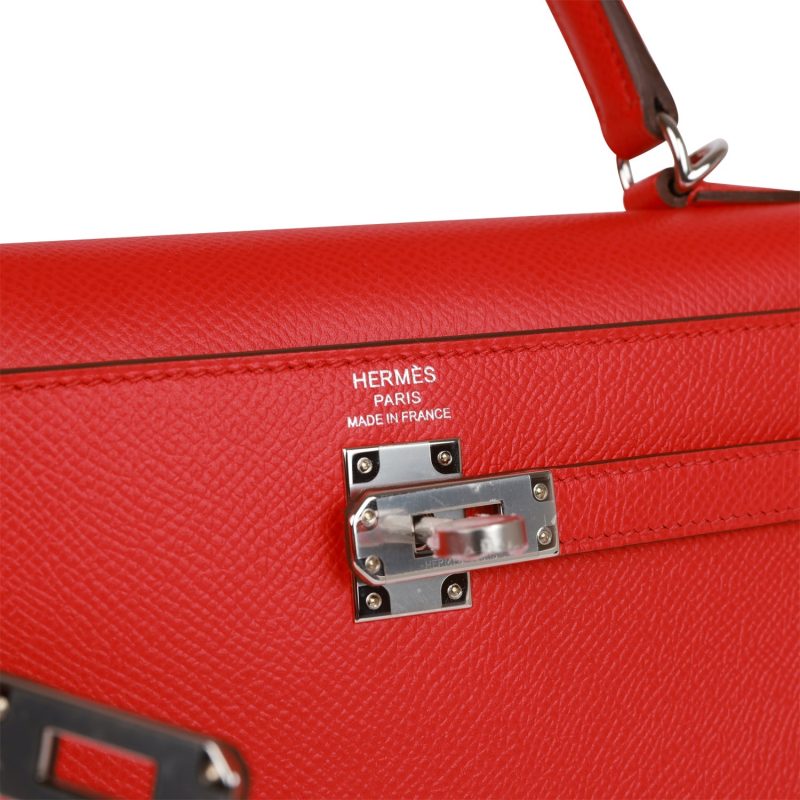 Hermes Kelly Sellier 25 Rouge de Coeur Verso Epsom Palladium Hardware - Image 7