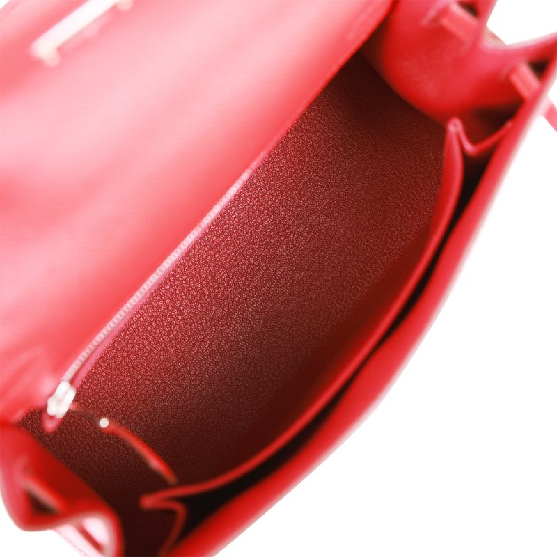 Hermes Kelly Sellier 25 Rouge de Coeur Verso Epsom Palladium Hardware - Image 8