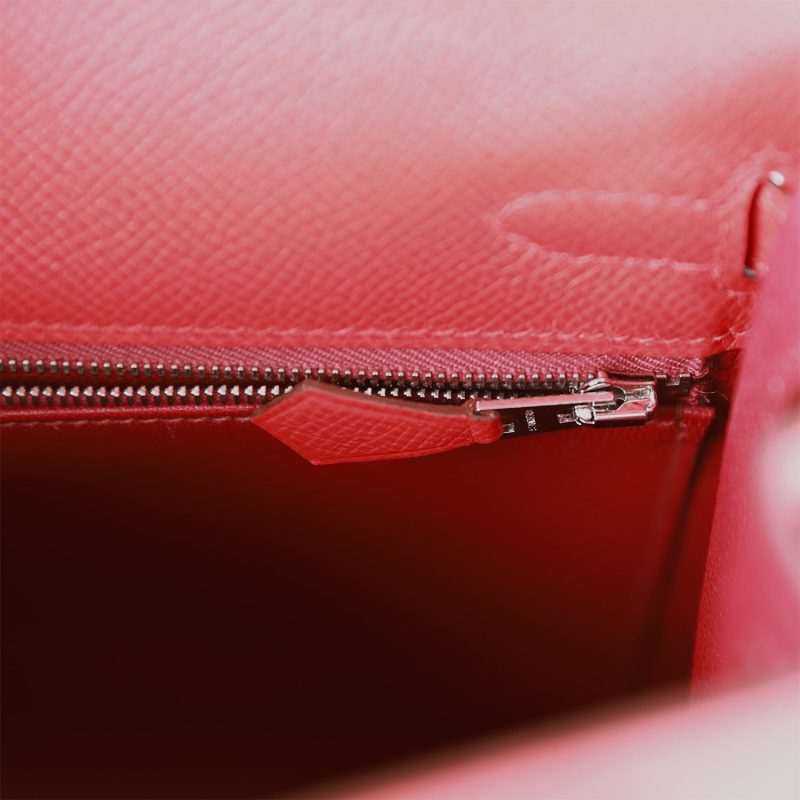 Hermes Kelly Sellier 25 Rouge de Coeur Verso Epsom Palladium Hardware - Image 9