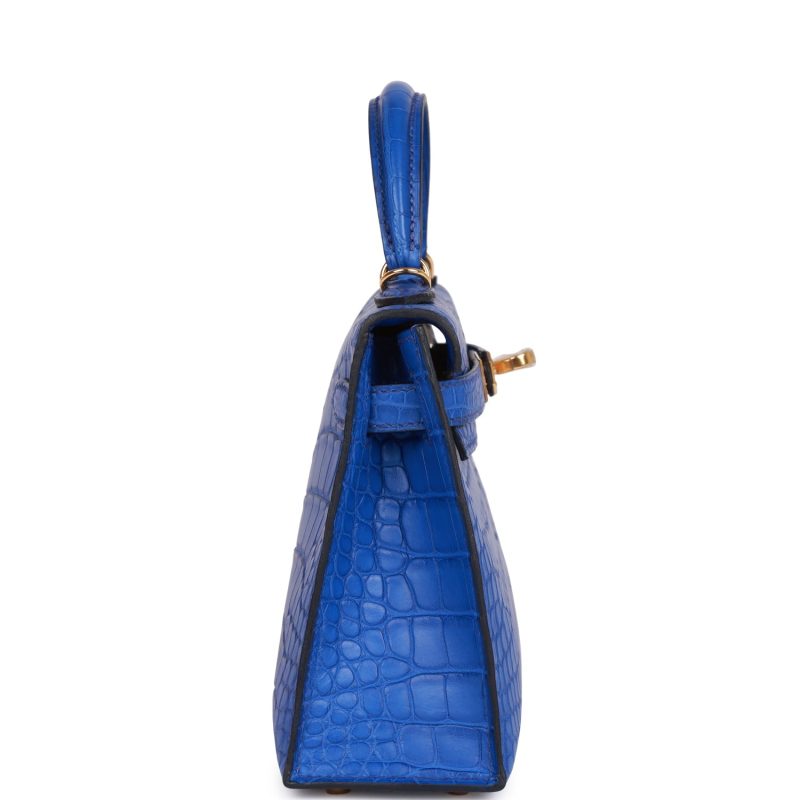 Hermes Kelly Sellier 20 Bleu Royal Matte Alligator Gold Hardware - Image 5