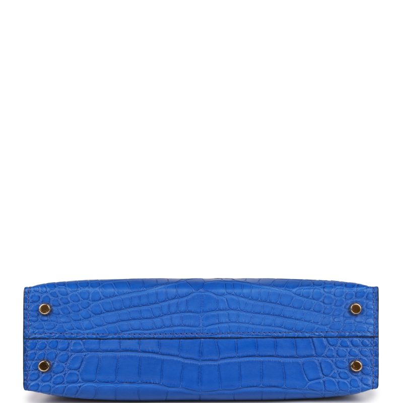 Hermes Kelly Sellier 20 Bleu Royal Matte Alligator Gold Hardware - Image 6