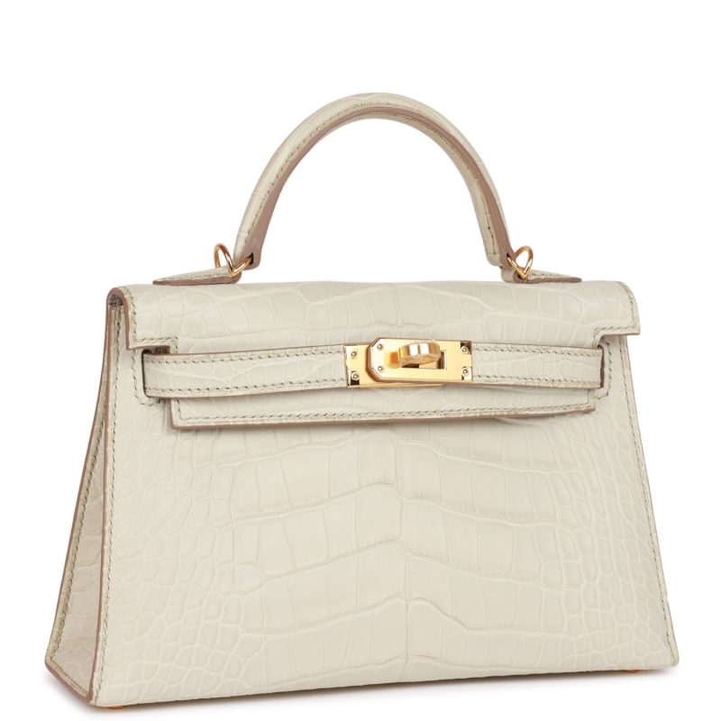 Hermes Kelly Sellier 20 Beton Matte Alligator Gold Hardware - Image 2