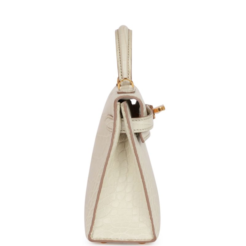 Hermes Kelly Sellier 20 Beton Matte Alligator Gold Hardware - Image 3
