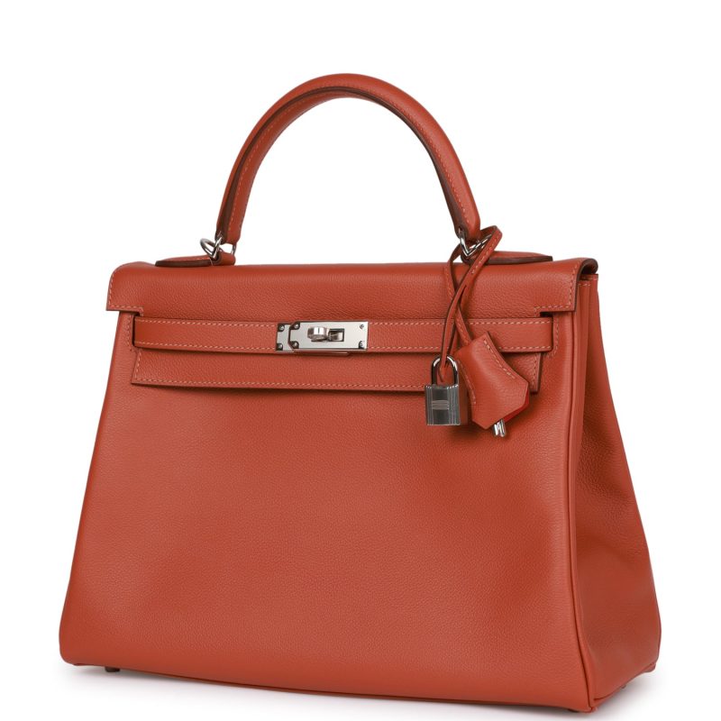 Hermes Kelly Retourne 32 Blush Verso Evercolor Palladium Hardware - Image 3