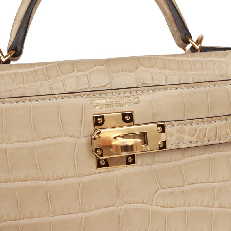Hermes Kelly Sellier 20 Trench Matte Alligator Mississippiensis Gold Hardware - Image 7