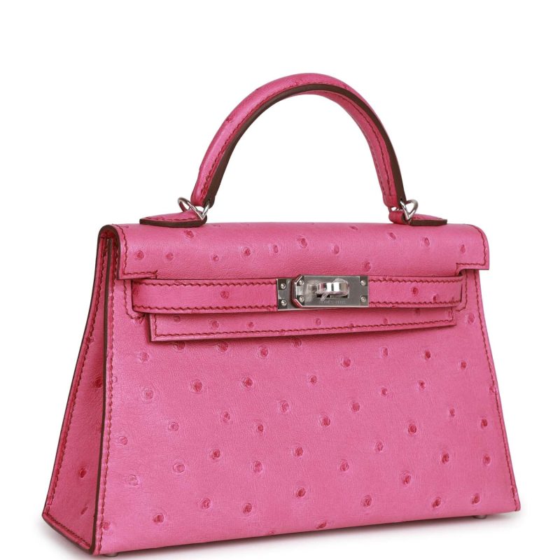 Hermes Kelly Sellier 20 Fuchsia Ostrich Palladium Hardware - Image 2
