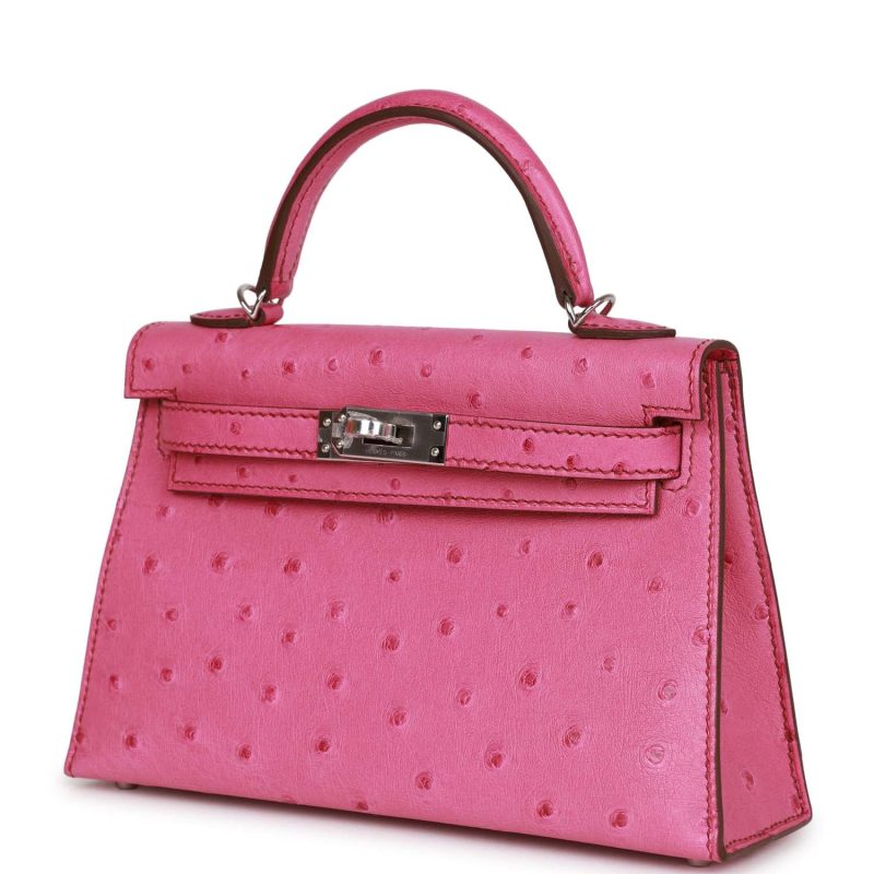 Hermes Kelly Sellier 20 Fuchsia Ostrich Palladium Hardware - Image 3
