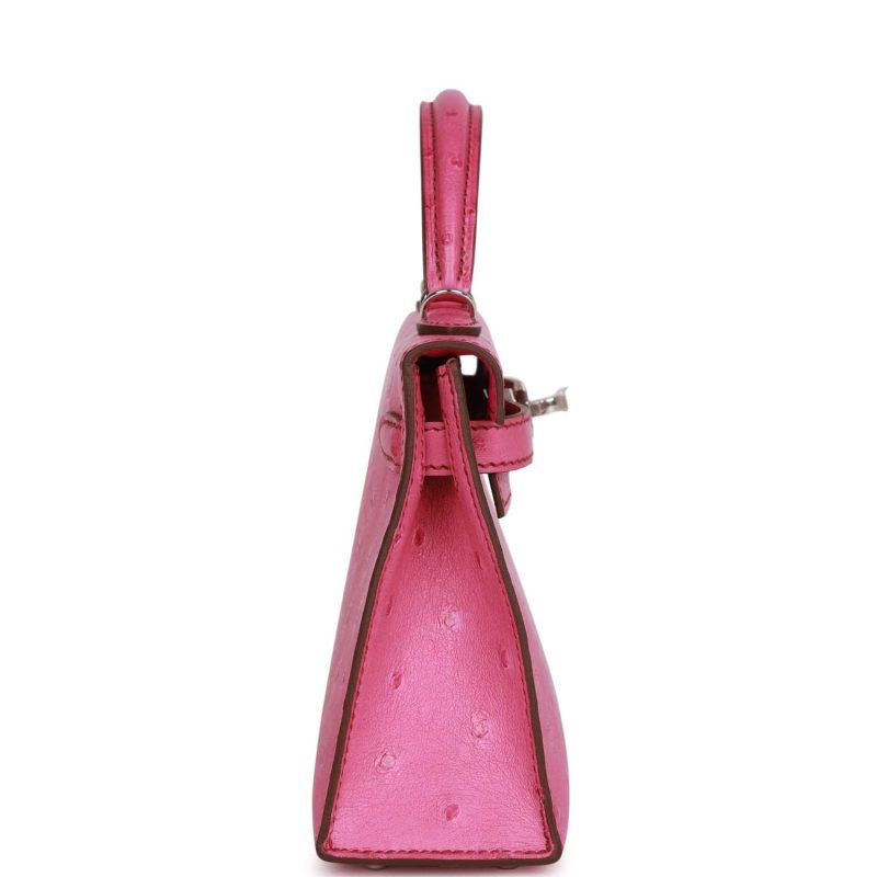Hermes Kelly Sellier 20 Fuchsia Ostrich Palladium Hardware - Image 4