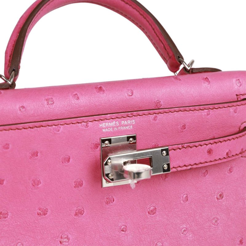 Hermes Kelly Sellier 20 Fuchsia Ostrich Palladium Hardware - Image 7