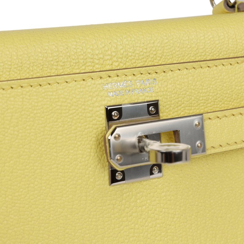 Hermes Kelly Sellier 20 Limoncello Chevre Palladium Hardware - Image 5