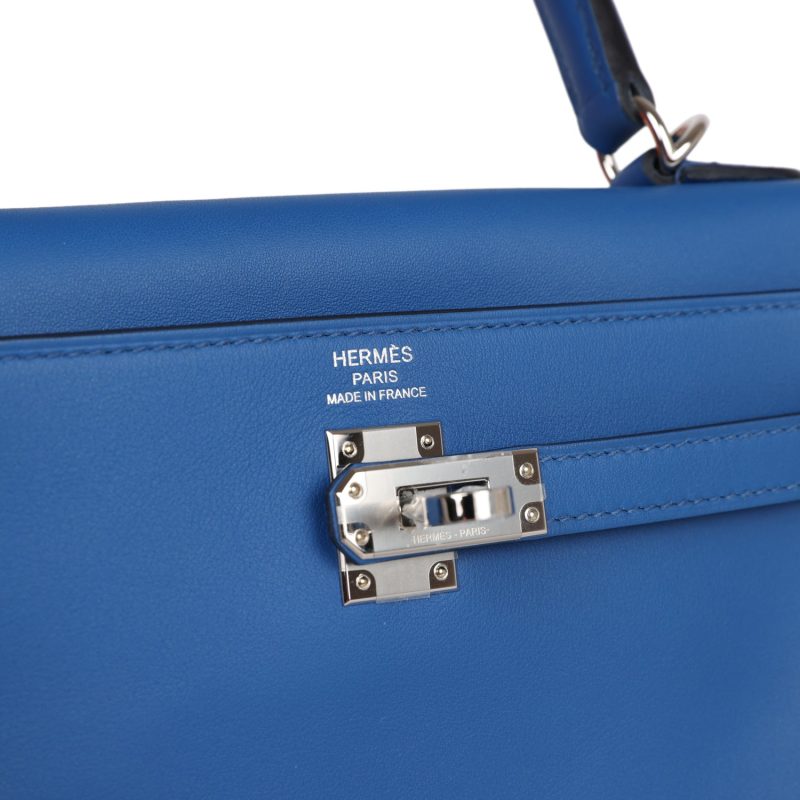 Hermes Kelly Retourne 25 Bleu France Swift Palladium Hardware - Image 7