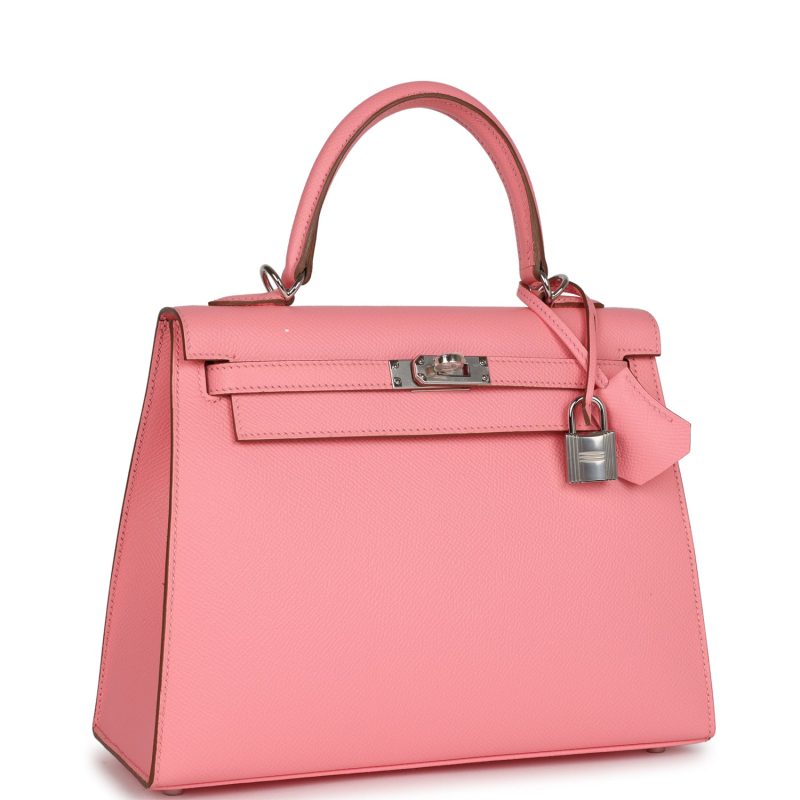 Hermes Kelly Sellier 25 Rose Confetti Epsom Palladium Hardware - Image 2