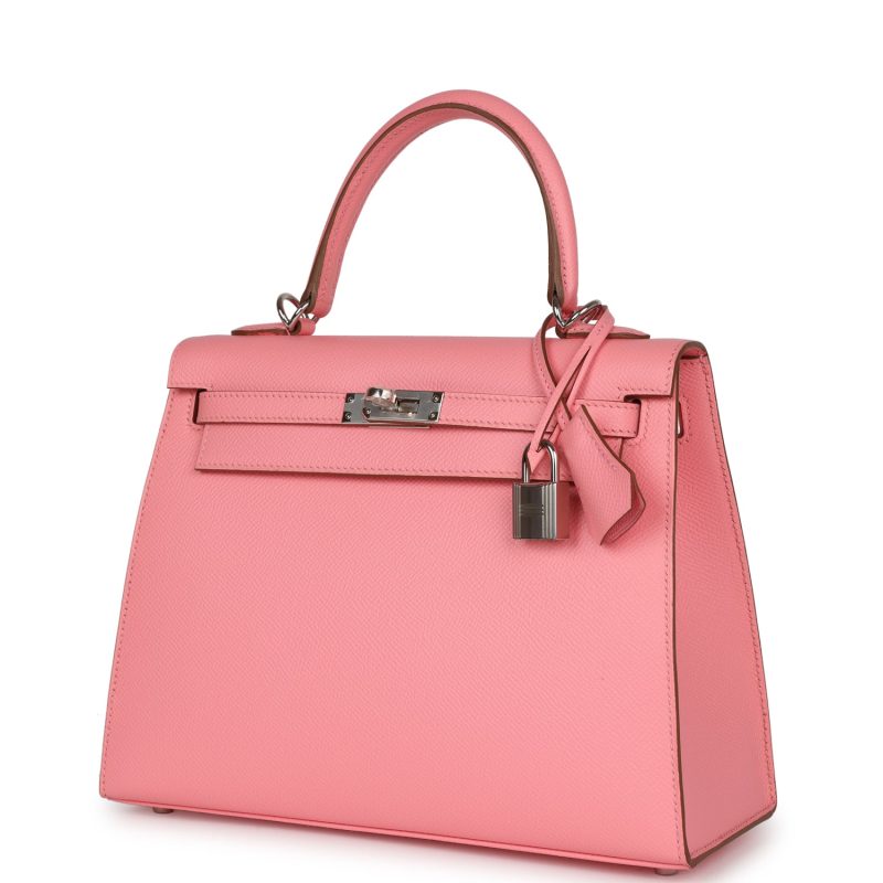 Hermes Kelly Sellier 25 Rose Confetti Epsom Palladium Hardware - Image 3