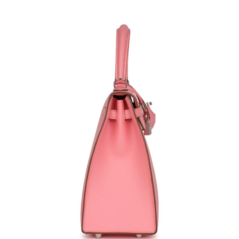 Hermes Kelly Sellier 25 Rose Confetti Epsom Palladium Hardware - Image 4