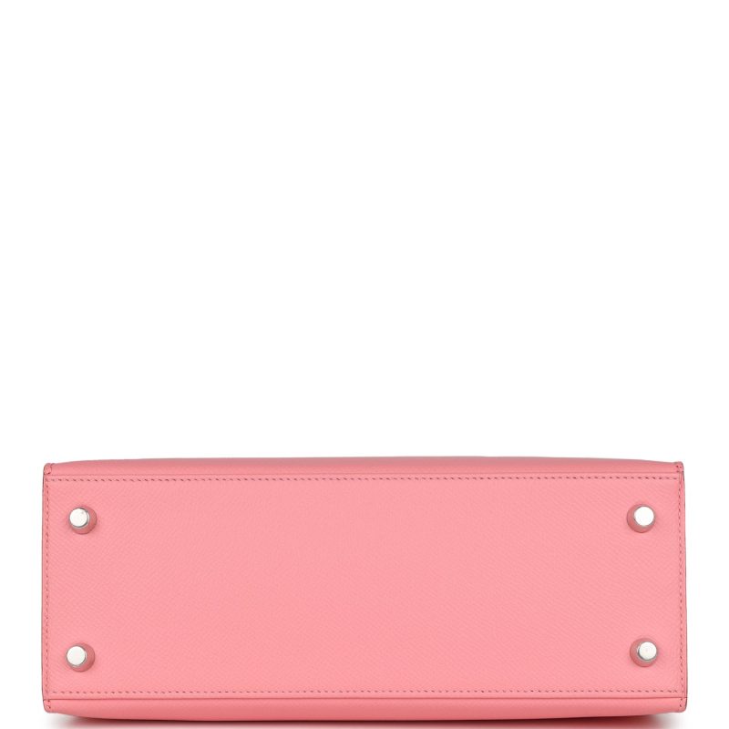 Hermes Kelly Sellier 25 Rose Confetti Epsom Palladium Hardware - Image 6