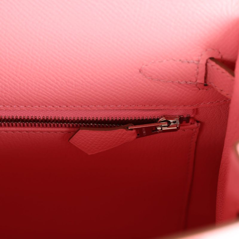 Hermes Kelly Sellier 25 Rose Confetti Epsom Palladium Hardware - Image 9