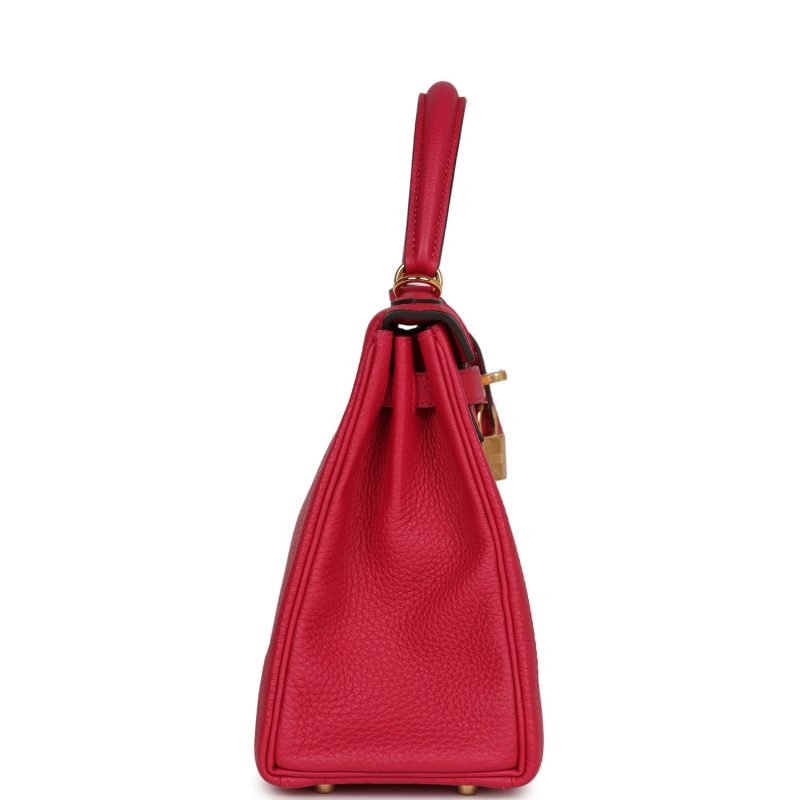 Hermes Kelly Retourne 25 Framboise Togo Gold Hardware - Image 4