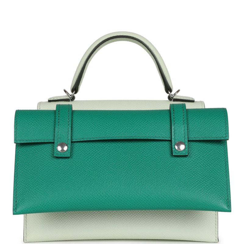Hermes “Quelle Idolle” Picto Kelly Doll Vert Fizz Epsom Palladium Hardware - Image 6