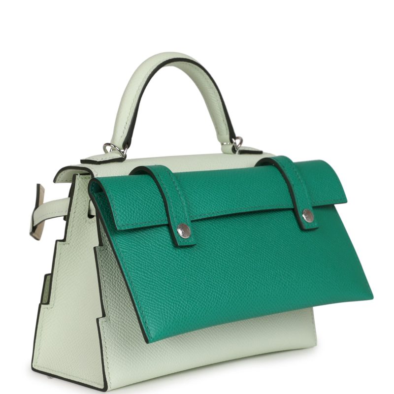 Hermes “Quelle Idolle” Picto Kelly Doll Vert Fizz Epsom Palladium Hardware - Image 7