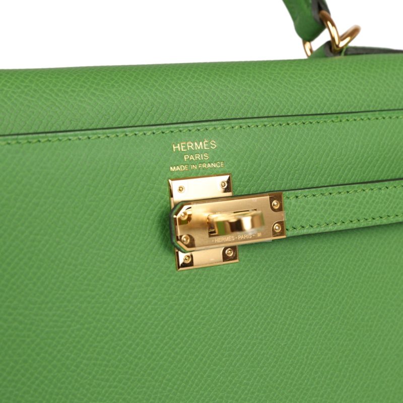 Hermes Kelly Sellier 25 Vert Yucca Epsom Gold Hardware - Image 6