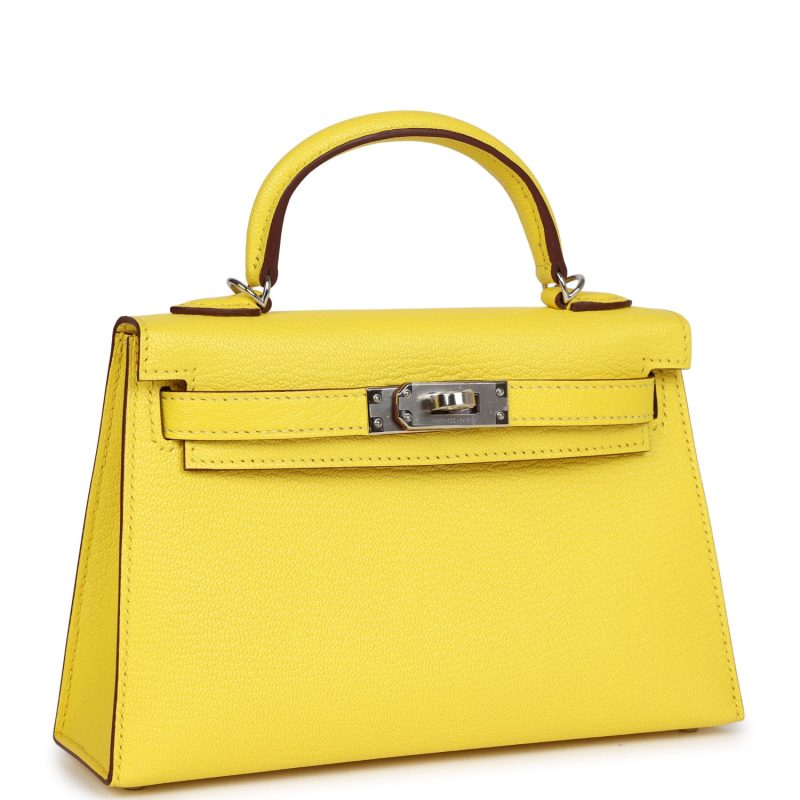 Hermes Kelly Sellier 20 Jaune Citron Chevre Palladium Hardware - Image 2