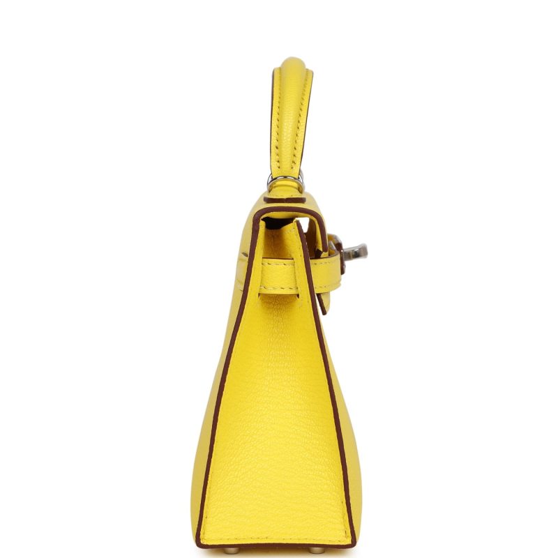 Hermes Kelly Sellier 20 Jaune Citron Chevre Palladium Hardware - Image 3