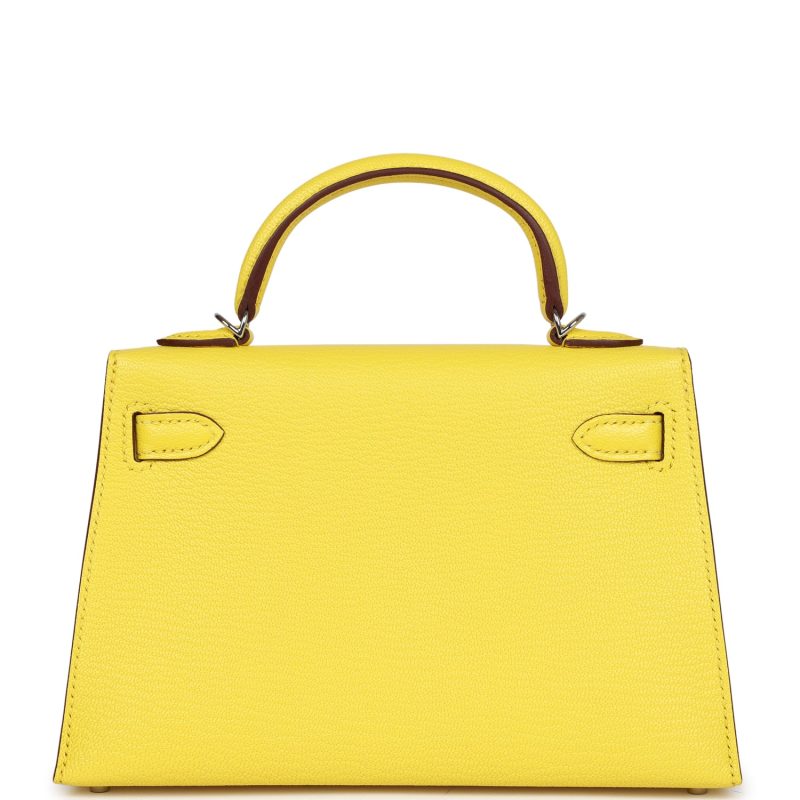 Hermes Kelly Sellier 20 Jaune Citron Chevre Palladium Hardware - Image 4