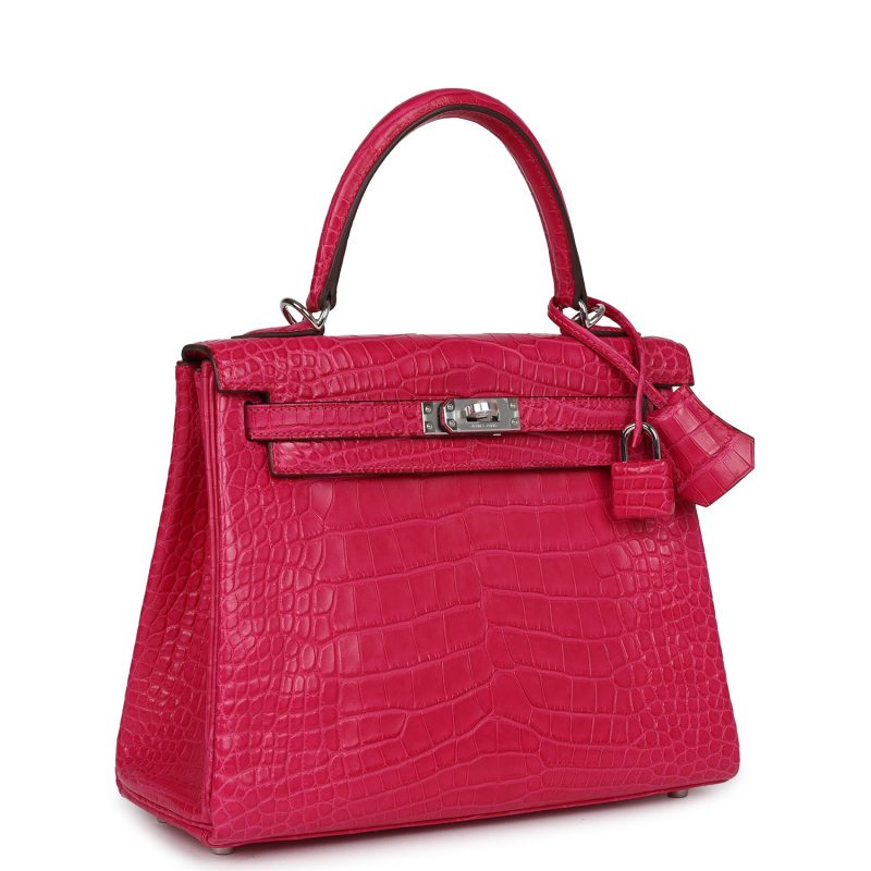 Hermes Kelly Retourne 25 Framboise Matte Alligator Palladium Hardware - Image 2
