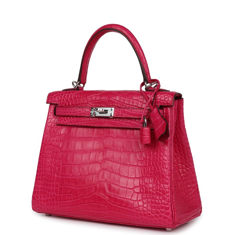 Hermes Kelly Retourne 25 Framboise Matte Alligator Palladium Hardware - Image 3