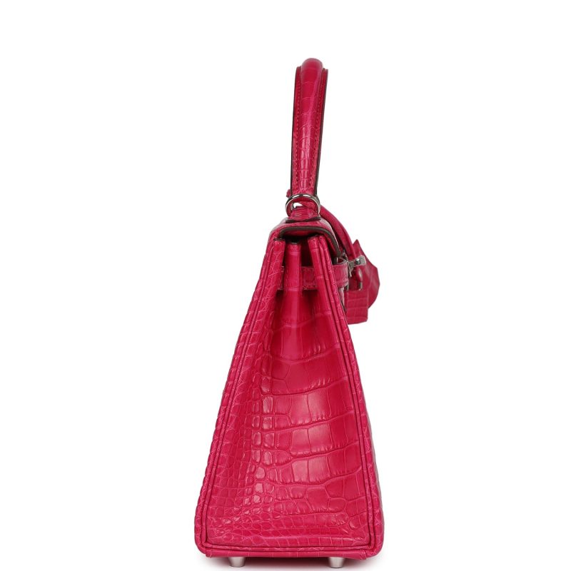 Hermes Kelly Retourne 25 Framboise Matte Alligator Palladium Hardware - Image 4