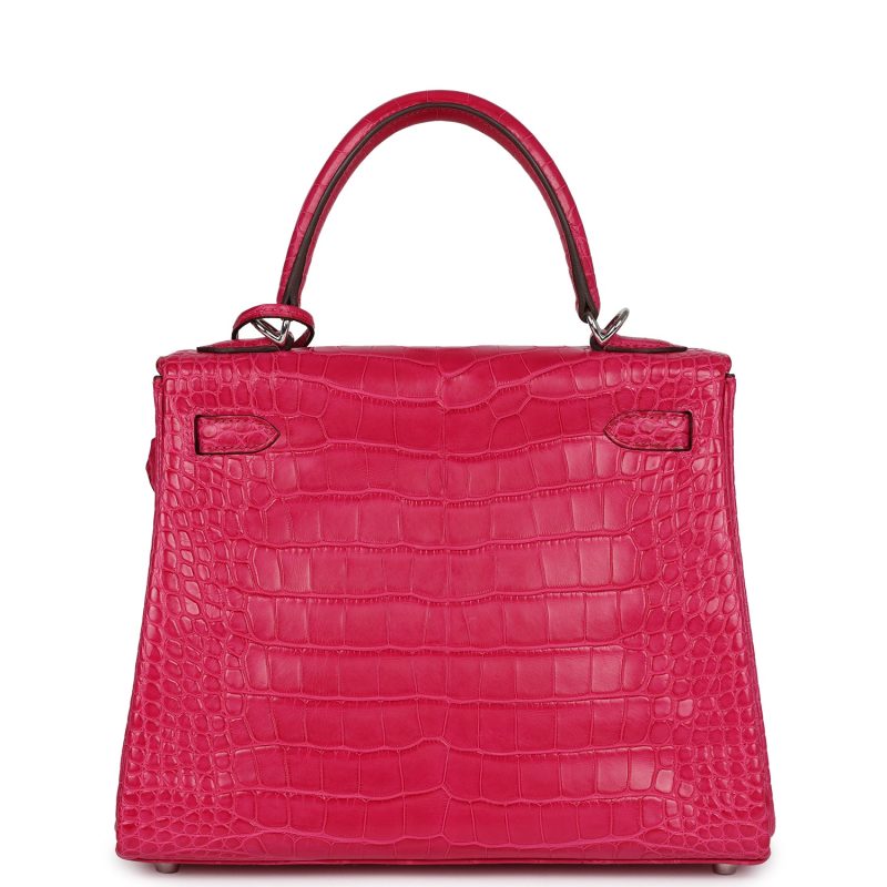 Hermes Kelly Retourne 25 Framboise Matte Alligator Palladium Hardware - Image 5