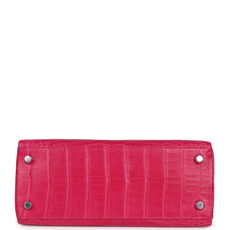 Hermes Kelly Retourne 25 Framboise Matte Alligator Palladium Hardware - Image 6