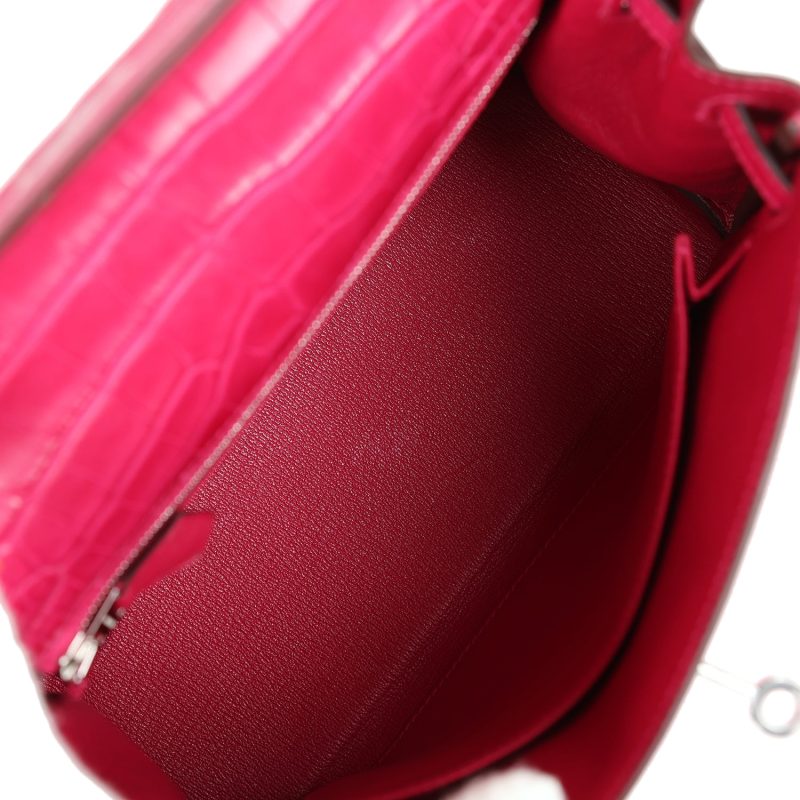 Hermes Kelly Retourne 25 Framboise Matte Alligator Palladium Hardware - Image 8