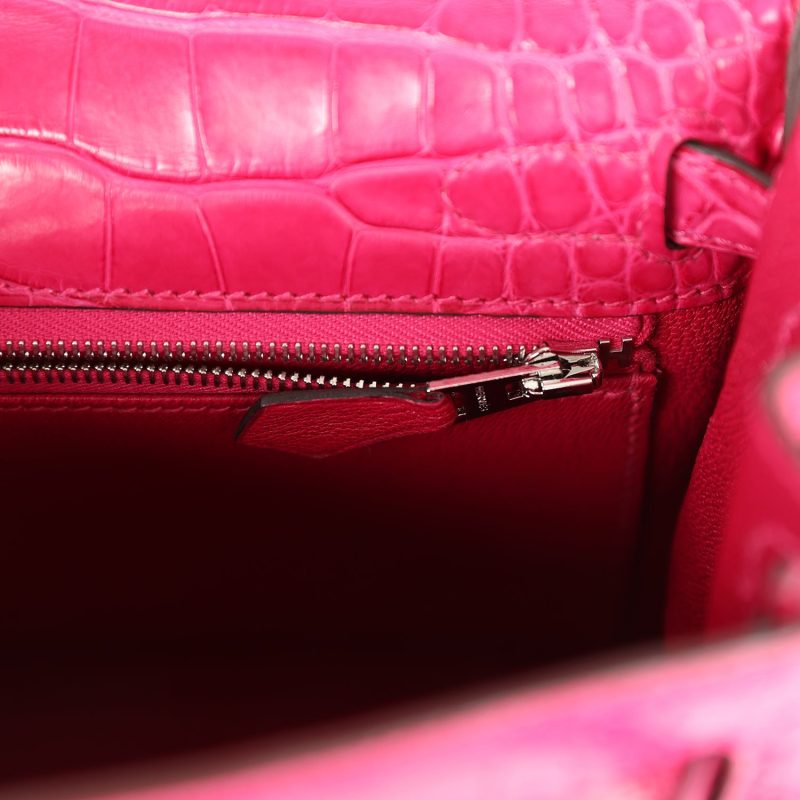 Hermes Kelly Retourne 25 Framboise Matte Alligator Palladium Hardware - Image 9