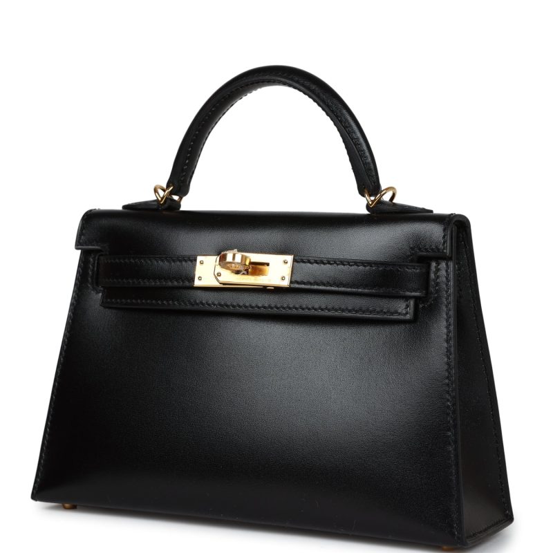 Hermes Kelly Sellier 20 Black Box Gold Hardware - Image 3