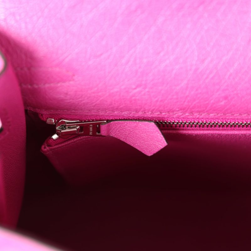 Hermes Kelly Sellier 25 Rose Pourpre Ostrich Palladium Hardware - Image 8