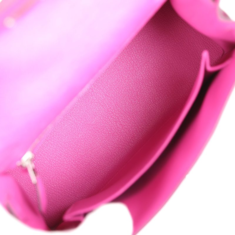 Hermes Kelly Sellier 25 Rose Pourpre Ostrich Palladium Hardware - Image 9