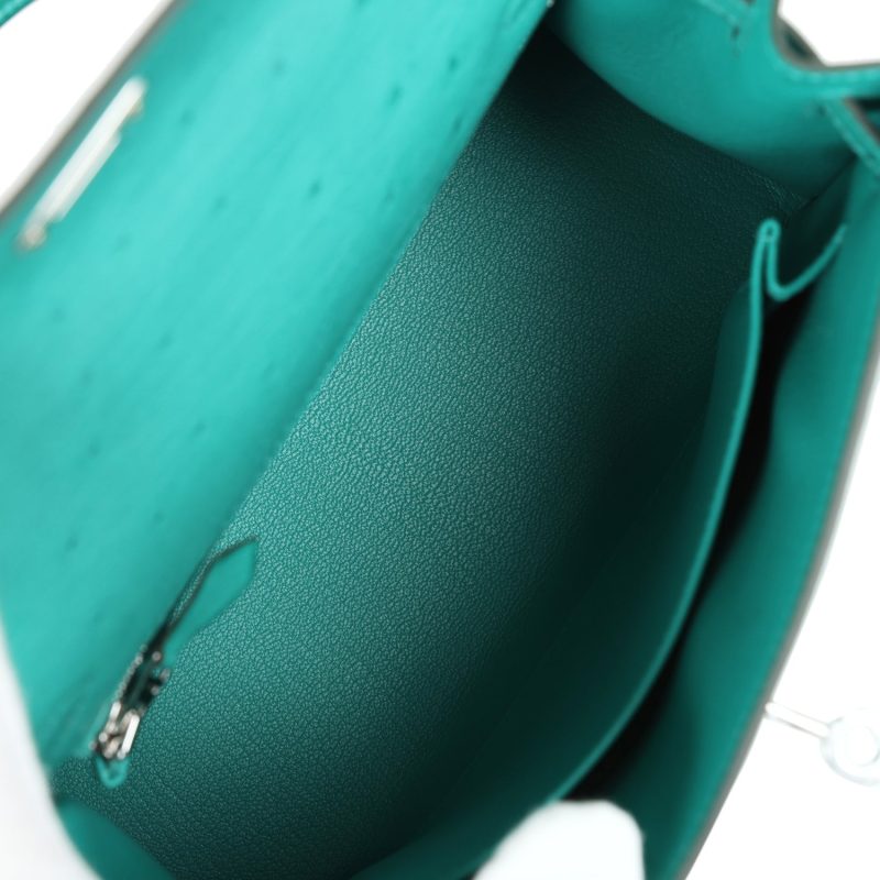 Hermes Kelly Sellier 25 Vert Verone Ostrich Palladium Hardware - Image 8