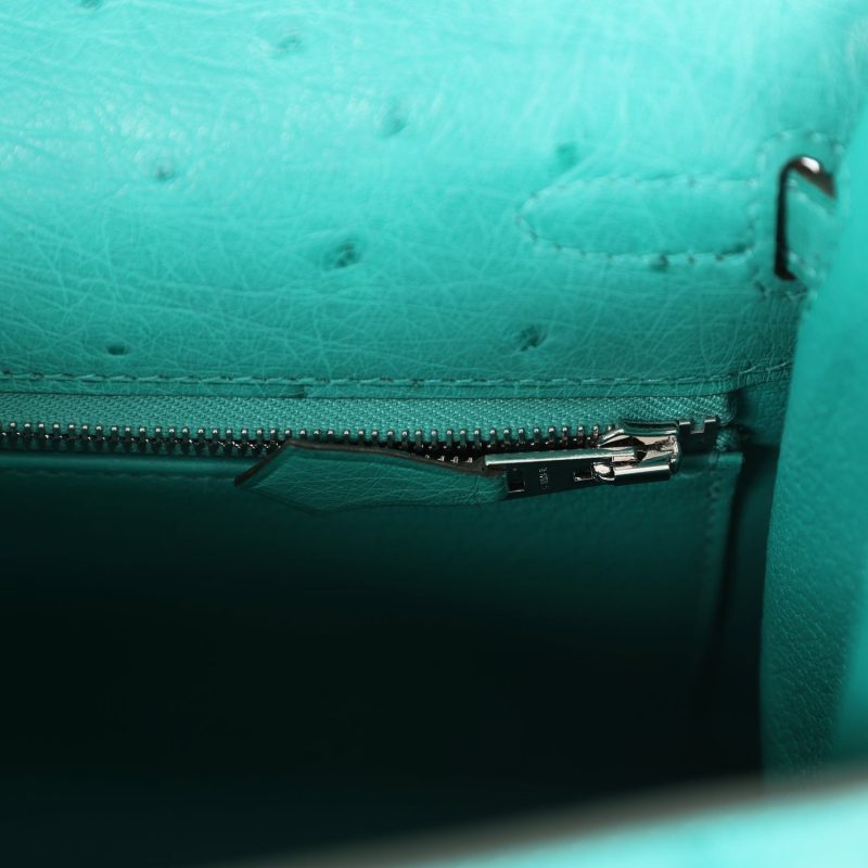 Hermes Kelly Sellier 25 Vert Verone Ostrich Palladium Hardware - Image 9